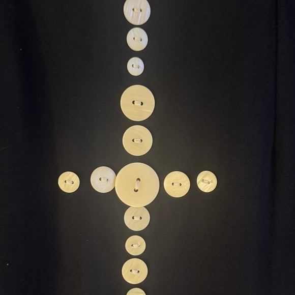 Sue Wong Black Long Sleeve Dress with Ivory Button Embellishment - Picture 7 of 7